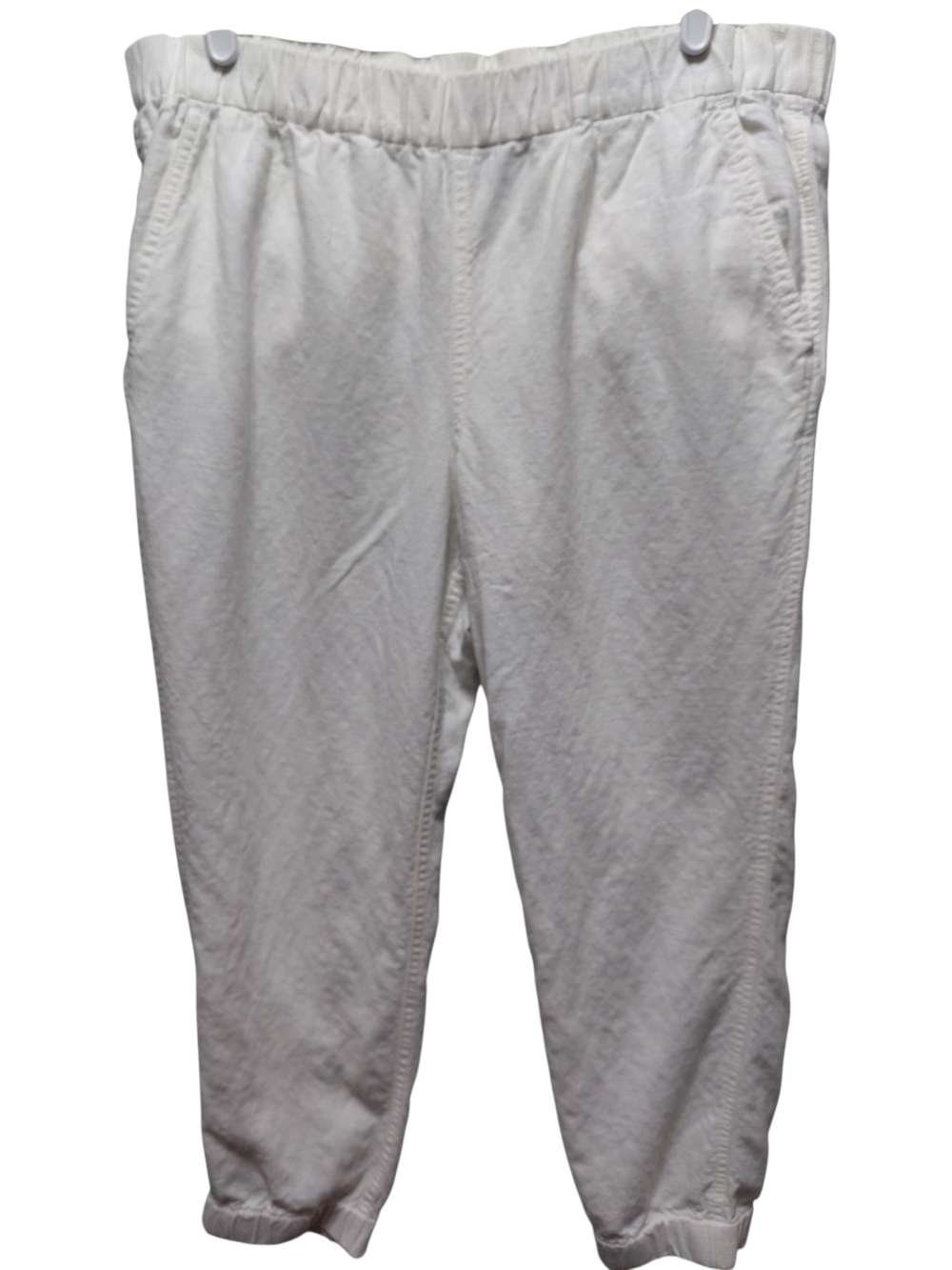 J. Crew White Linen Elastic Waist Joggers Casual Cropped Lightweight Pants Sz 10
